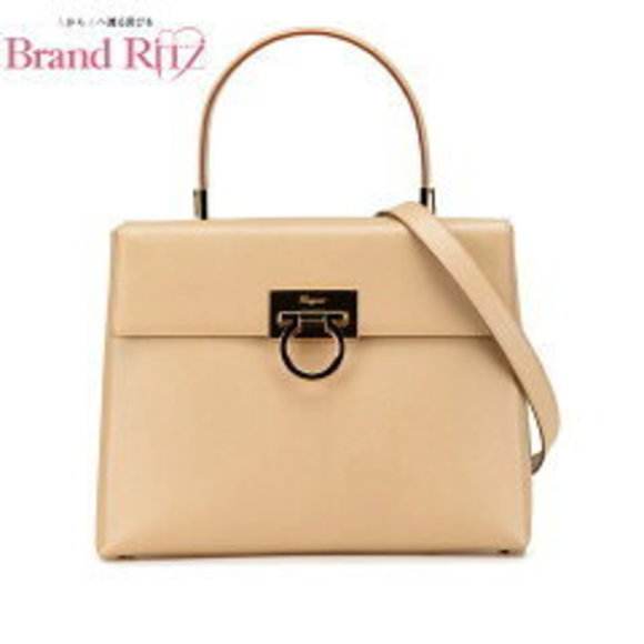 Salvatore Ferragamo Top Crossbody Bag Leather Beige Handle - Picture 1 of 4